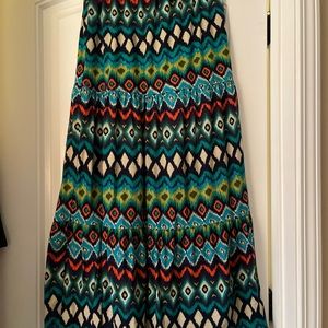 New Directions Colorful Ikat Maxi Skirt
